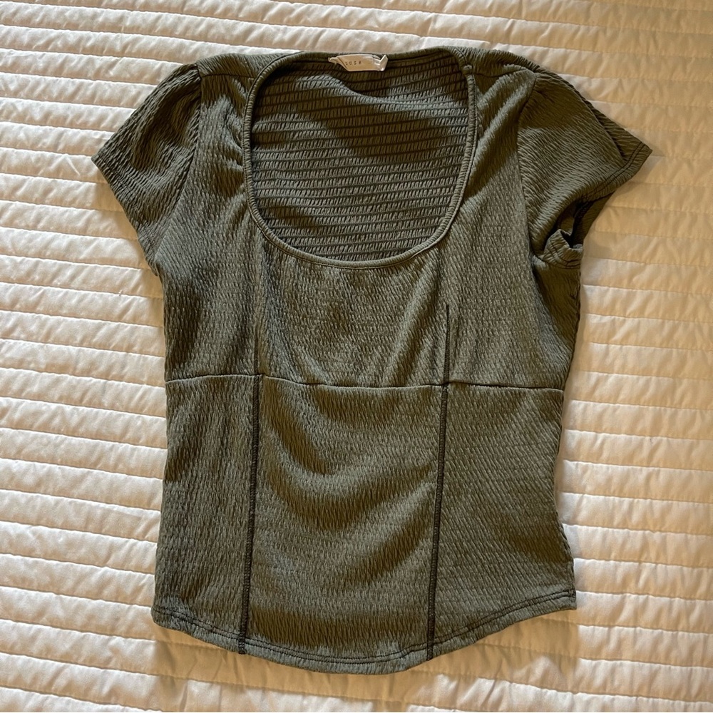 Green blouse short sleeve shirt